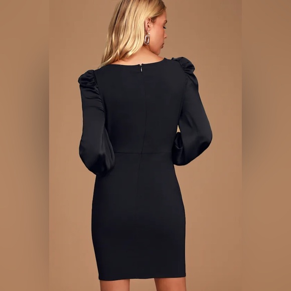 LULUS Longtime Crush Black Puff Shoulder Long Sleeve Mini Dress - Picture 3 of 8